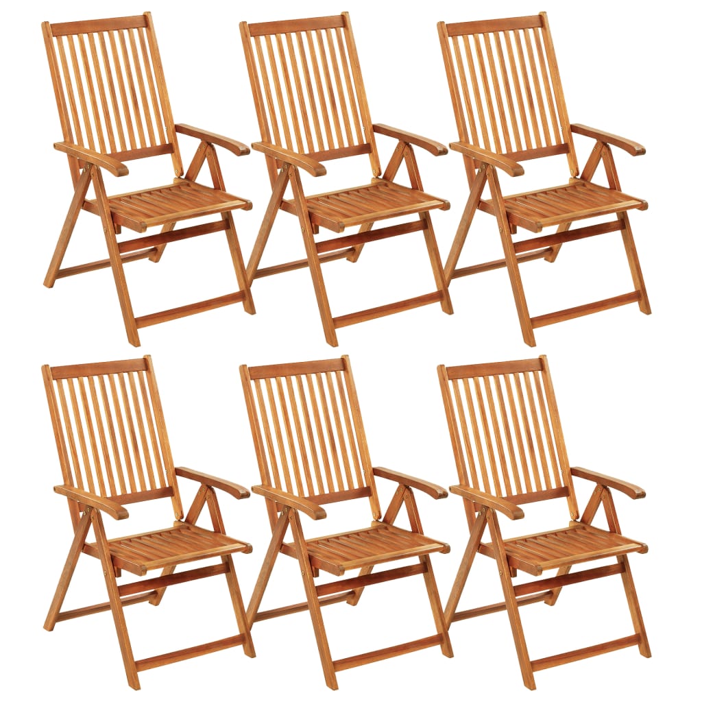 Tuinstoelen 6 st inklapbaar met kussens massief acaciahout