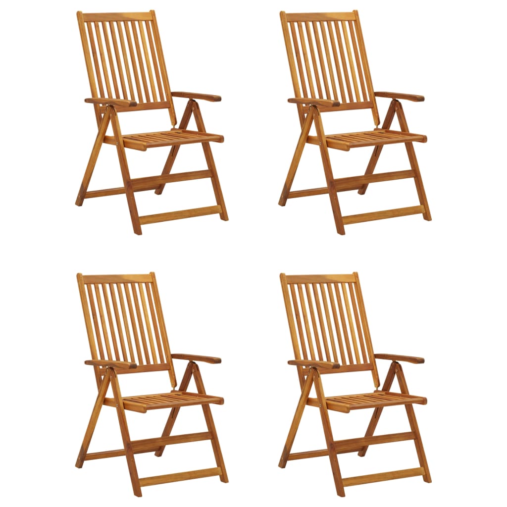 Tuinstoelen 4 st verstelbaar met kussens massief acaciahout