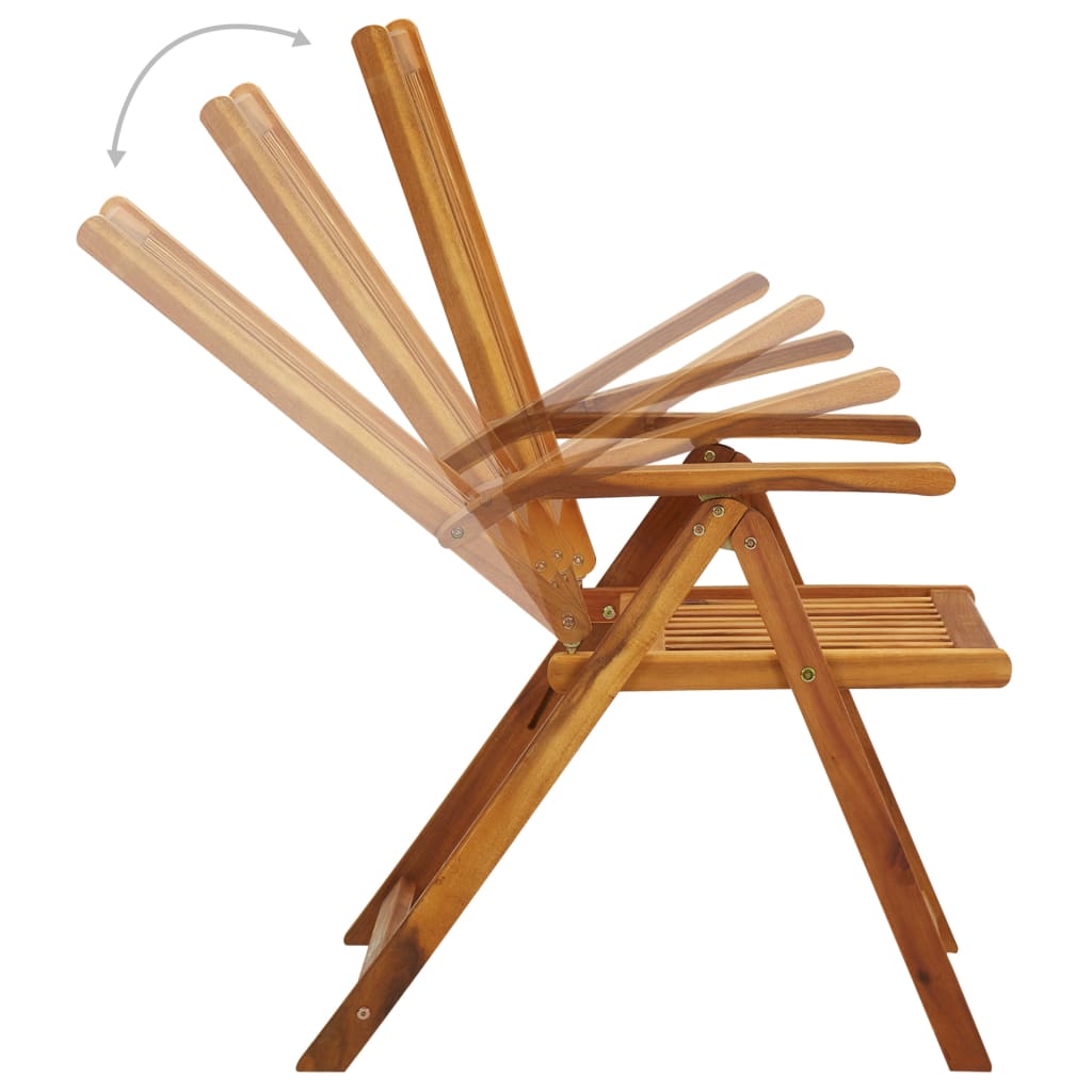 Tuinstoelen 4 st verstelbaar met kussens massief acaciahout