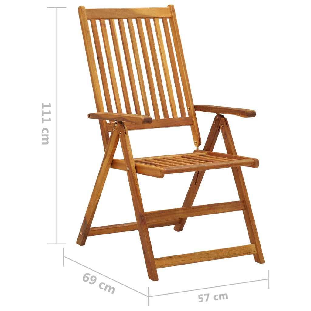 Tuinstoelen 4 st verstelbaar met kussens massief acaciahout