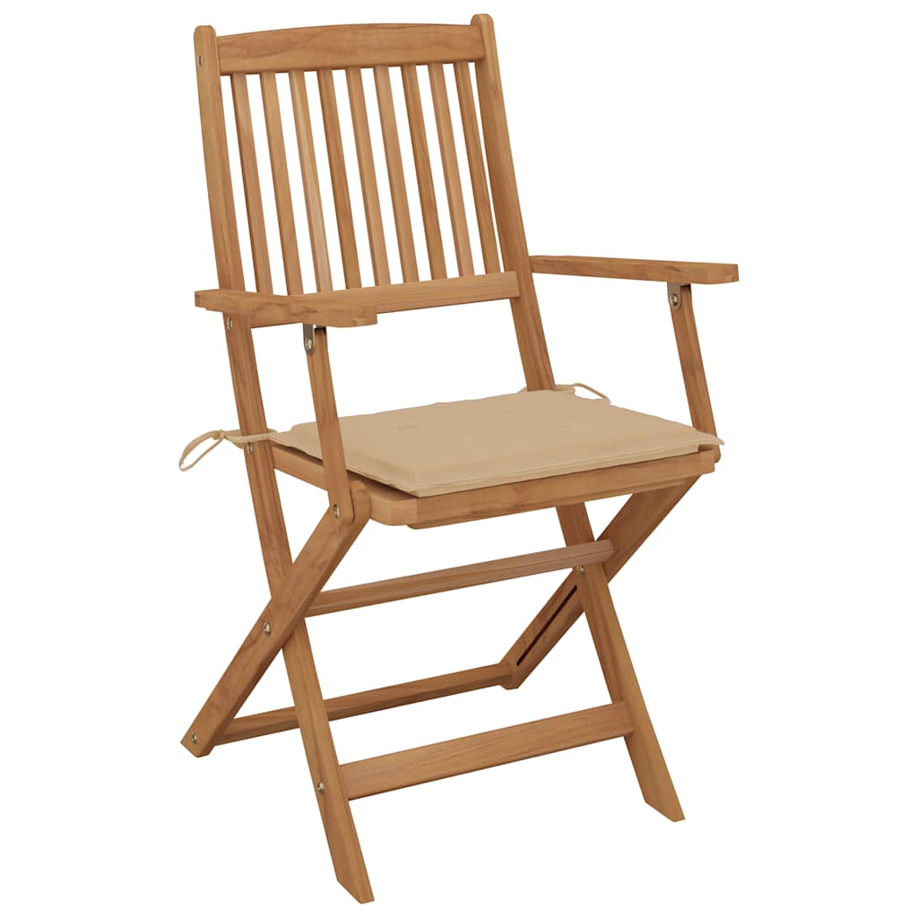 Tuinstoelen 6 st inklapbaar met kussens massief acaciahout