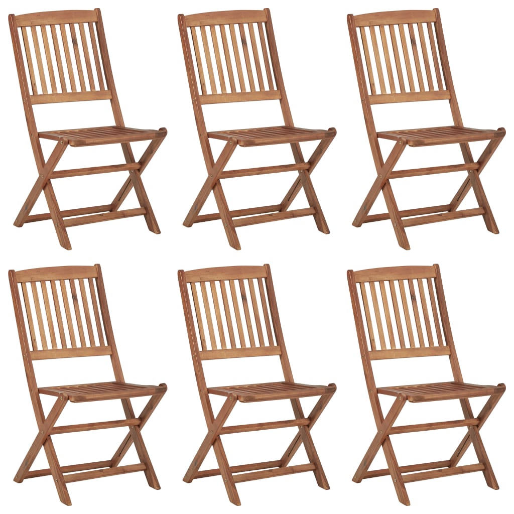 Tuinstoelen 6 st inklapbaar met kussens massief acaciahout