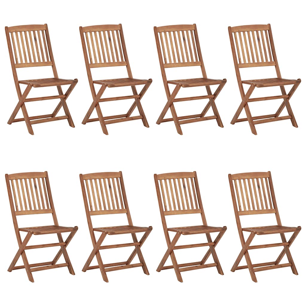 Tuinstoelen 8 st inklapbaar met kussens massief acaciahout