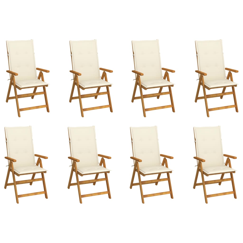 Tuinstoelen 8 st inklapbaar met kussens massief acaciahout