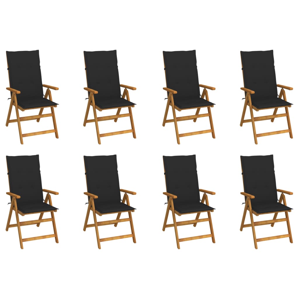 Tuinstoelen 8 st inklapbaar met kussens massief acaciahout