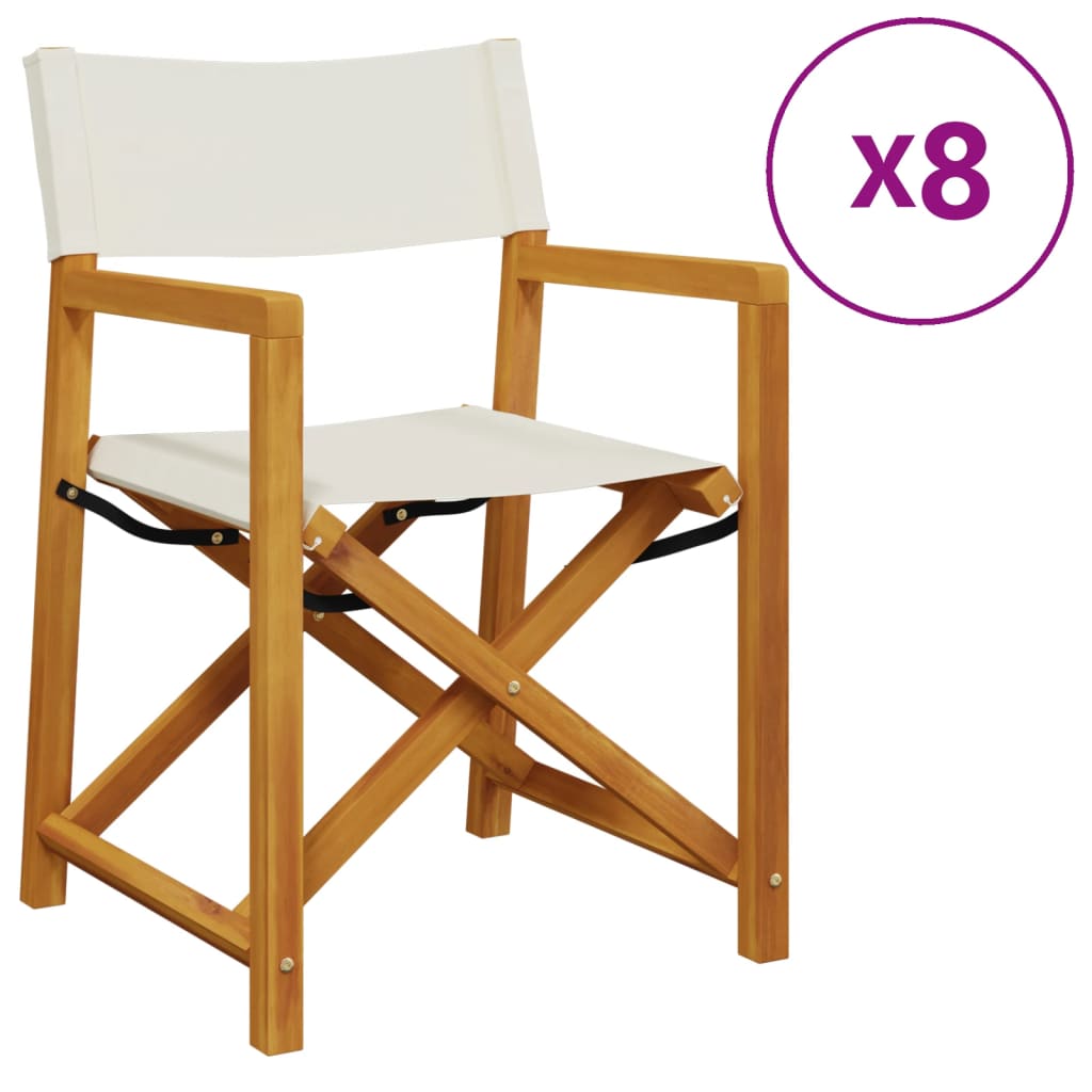 Tuinstoelen 8 st inklapbaar stof crèmewit
