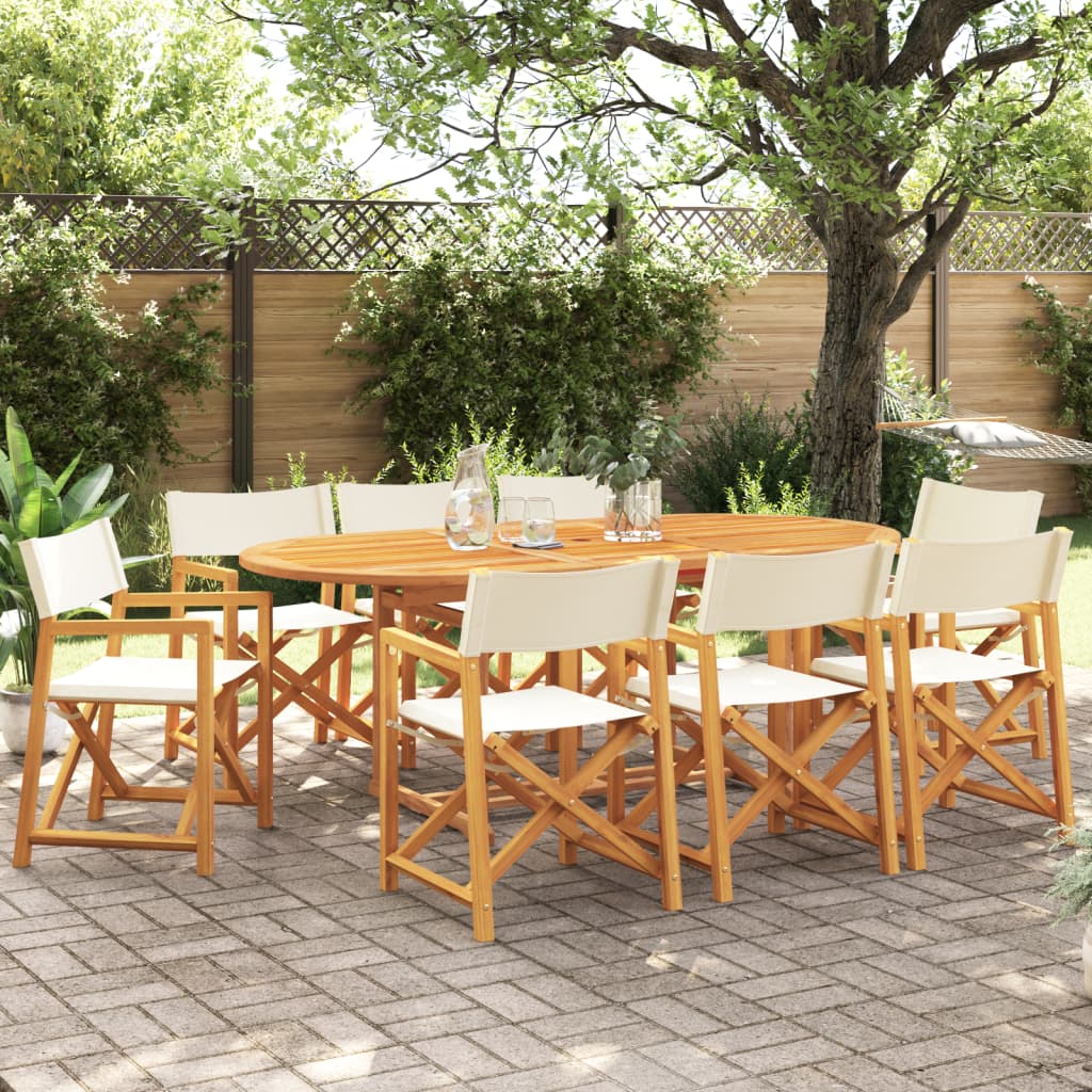 Tuinstoelen 8 st inklapbaar stof crèmewit