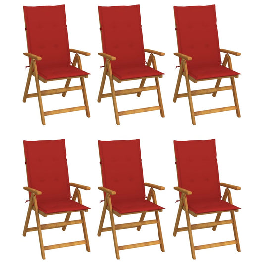 Tuinstoelen 6 st inklapbaar met kussens massief acaciahout
