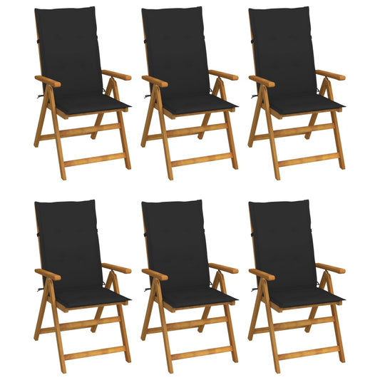 Tuinstoelen 6 st inklapbaar met kussens massief acaciahout