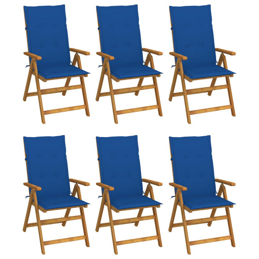 Tuinstoelen 6 st inklapbaar met kussens massief acaciahout