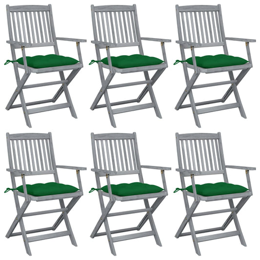 Tuinstoelen 6 st inklapbaar met kussens massief acaciahout