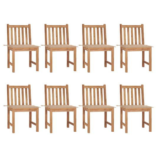 Tuinstoelen 8 st met kussens massief teakhout