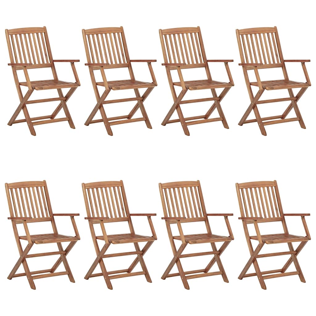 Tuinstoelen 8 st inklapbaar met kussens massief acaciahout