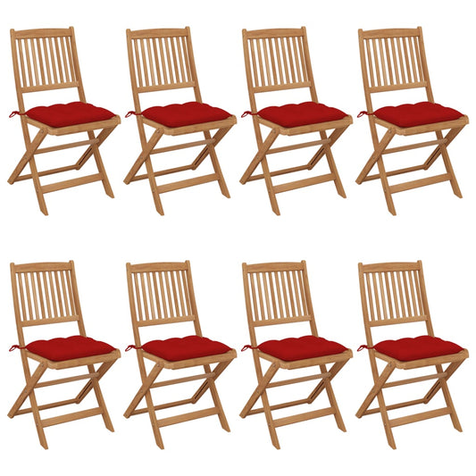 Tuinstoelen 8 st inklapbaar met kussens massief acaciahout