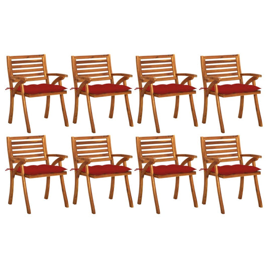 Tuinstoelen 8 st met kussens massief acaciahout