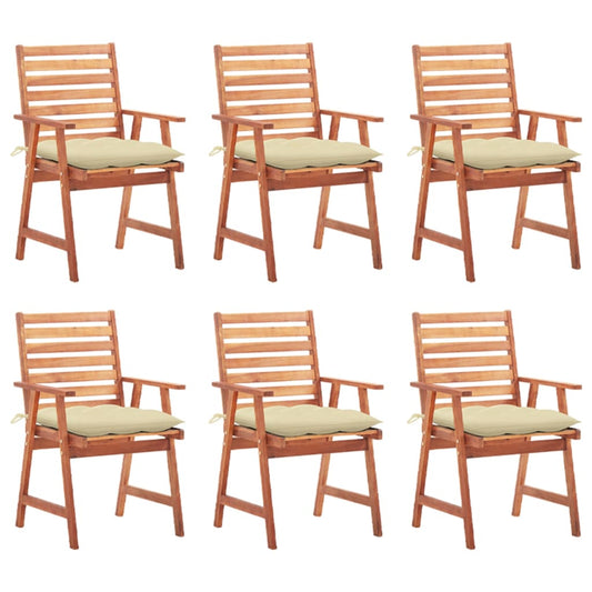 Tuinstoelen 6 st met kussens massief acaciahout