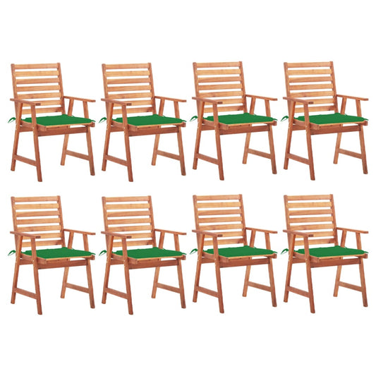 Tuinstoelen 8 st met kussens massief acaciahout